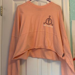 Coral Pink Panic! At The Disco Long Sleeve Crop Top